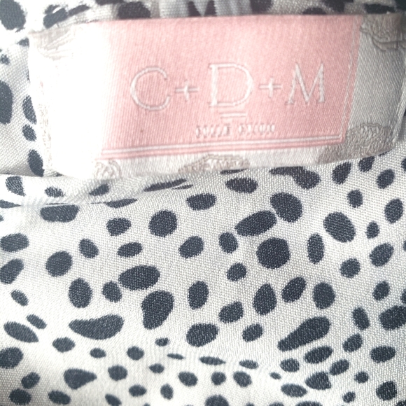 Black and White Dotted Midi Dress PolkaDots Button - Picture 7 of 9